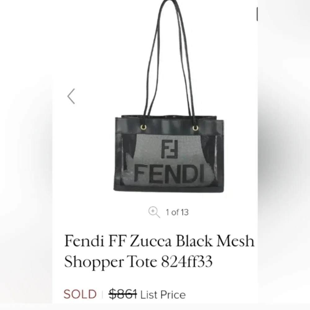 SOLD FENDI AUTHENIC VINTAGE BAG! Made it Italy! Black bag leather & Black mesh! - Picture 5 of 7